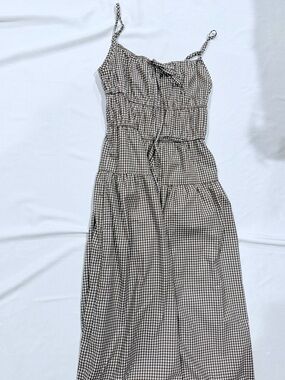 Gingham Smocked Maxi Dress — Black & White